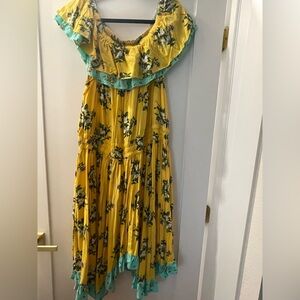 Matilda Jane Yellow and Blue Pleated Ruffled Sundress